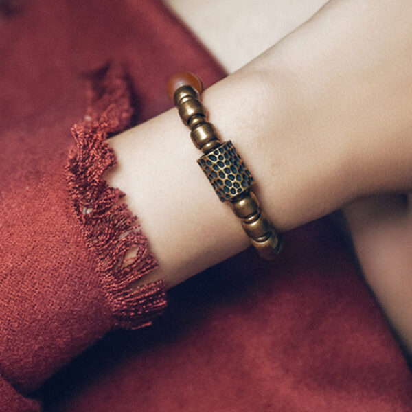 Buddha Stones Tibetan Red Agate Green Agate Copper Confidence Fortune Bracelet - 图片 5