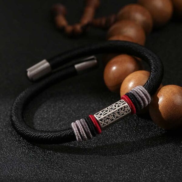 Buddha Stones 925 Sterling Silver Om Mani Padme Hum Peace Red String Bracelet - 图片 11