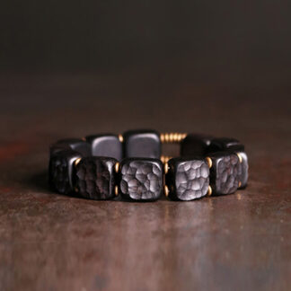 Retro Ebony Wood Texture Style Copper Peace Balance Bracelet