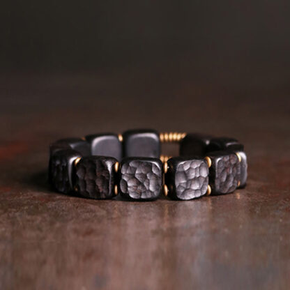 Retro Ebony Wood Texture Style Copper Peace Balance Bracelet