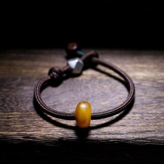 925 Sterling Silver Chinese Zodiac Natal Buddha Natural Amber Clear Anxiety Bracelet