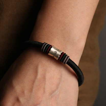 Buddha Stones 999 Sterling Silver Om Mani Padme Hum Peace Magnetic Buckle Bracelet - 图片 11