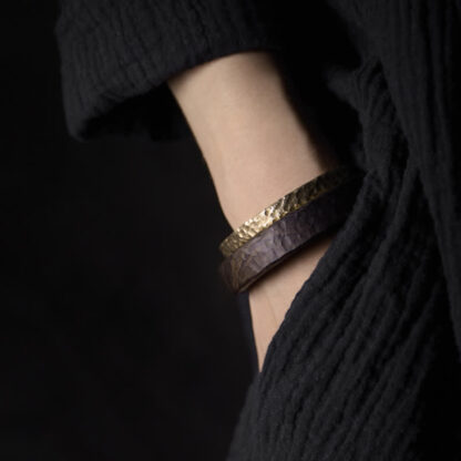 Buddha Stones Simple Design Copper Wealth Cuff Bracelet - 图片 6