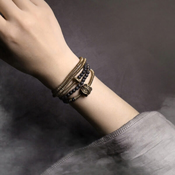 Vintage Lava Rock Copper Healing Multilayered Bracelet - 图片 3