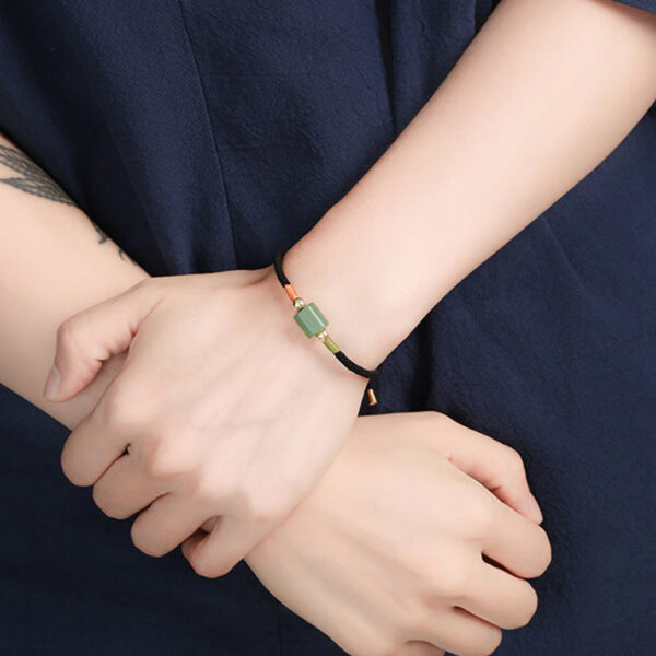 Tibet Handmade Green Aventurine Red Stone Malachite Luck Protection Braided Rope Bracelet - 图片 11