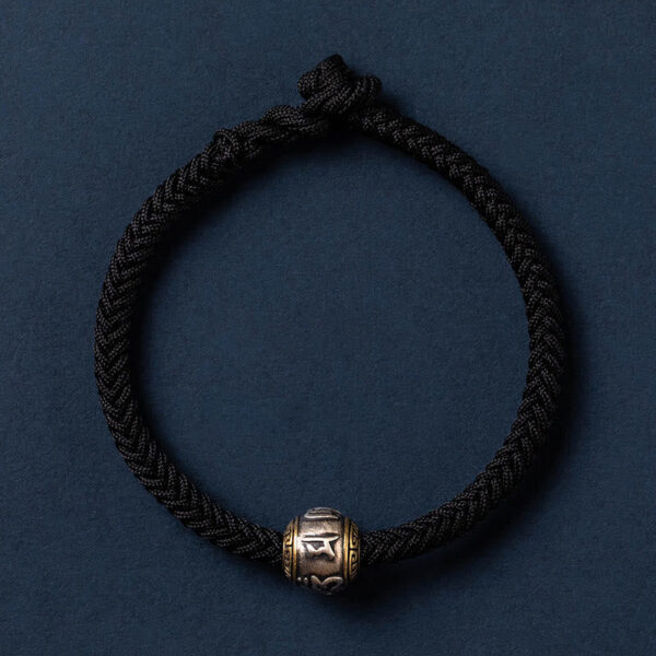 925 Sterling Silver Tibet Handmade Om Mani Padme Hum Luck Protection King Kong Knot Braided Bracelet - 图片 26
