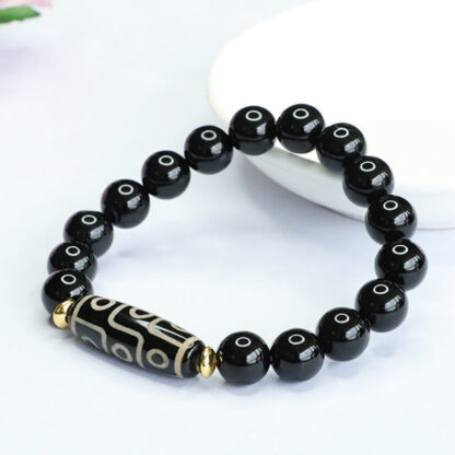Tibetan Nine-Eye Dzi Bead Black Onyx Power Bracelet - 图片 6