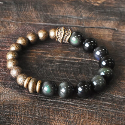 Buddha Stones Rainbow Obsidian Copper Bead Positive Transformation Bracelet - 图片 9