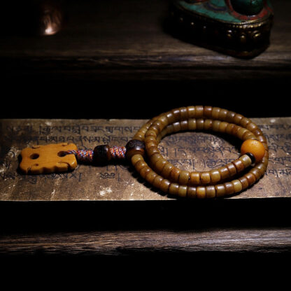 Buddha Stones Tibet 108 Mala Beads Yak Bone Amber Balance Bracelet - 图片 18