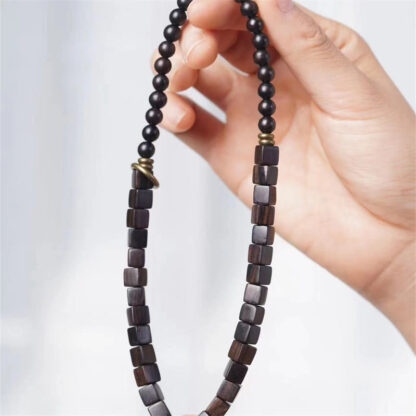 Tibet Ebony Wood Square Beads Peace Double Wrap Bracelet - 图片 2