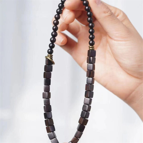 Tibet Ebony Wood Square Beads Peace Double Wrap Bracelet - 图片 2