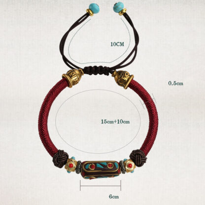 Buddha Stones Handmade Tibetan Turquoise Om Mani Padme Hum Strength Braided Bracelet - 图片 8