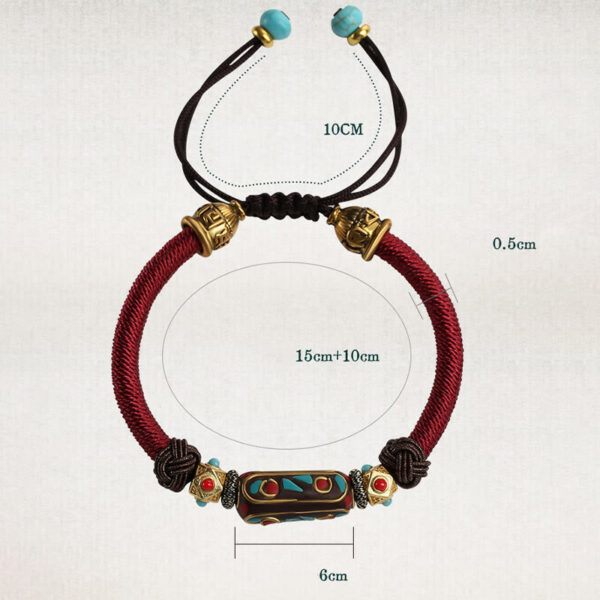 Buddha Stones Handmade Tibetan Turquoise Om Mani Padme Hum Strength Braided Bracelet - 图片 8