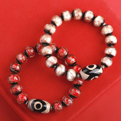 Tibetan Nine-Eye Dzi Bead Three-eyed Dzi Bead Liuli Glass Bead Wealth Bracelet - 图片 25