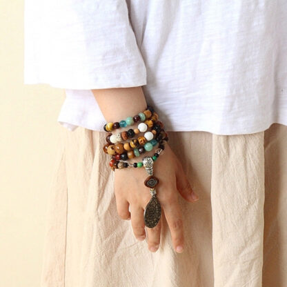Buddha Stones Tibet 108 Mala Beads Nine Palaces Bagua Bodhi Seed Yak Bone Vajra Harmony Bracelet - 图片 2