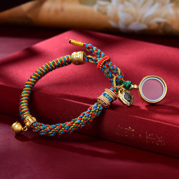 Tibetan Om Mani Padme Hum Carved Zakiram Goddess of Wealth Charm Amulet Bracelet - 图片 3