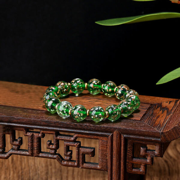 Gold Swallowing Beast Family Charm Luminous Fluorescent Liuli Glass Bead Success Bracelet - 图片 14