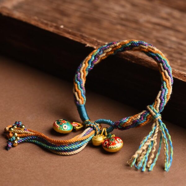 Gold Swallowing Beast Family Luck Reincarnation Knot Braid Colorful String Bracelet - 图片 10