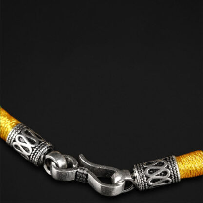 Buddha Stones Tibet 999 Gold Om Mani Padme Hum Handmade Eight Thread Peace Knot Luck Bracelet - 图片 10