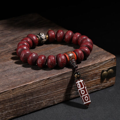 Tibet Bodhi Seed Dzi Bead Dancing Lion Luck Bracelet Wrist Mala - 图片 4