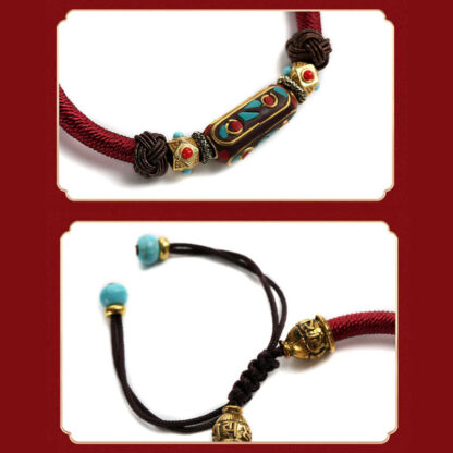 Buddha Stones Handmade Tibetan Turquoise Om Mani Padme Hum Strength Braided Bracelet - 图片 5