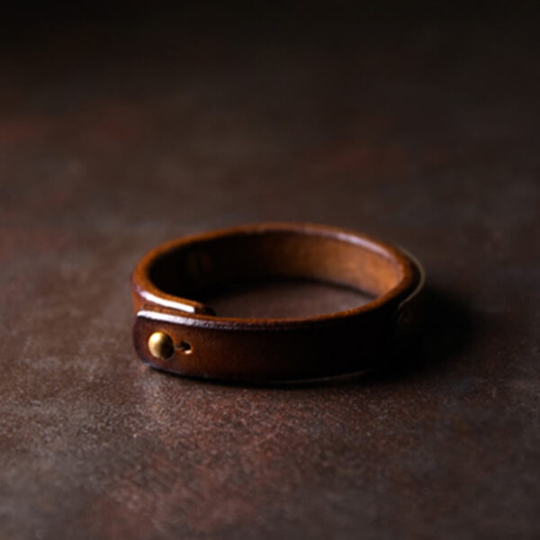 Vintage Handmade Texture Copper Brass Leather Wealth Bracelet Bangle - 图片 5