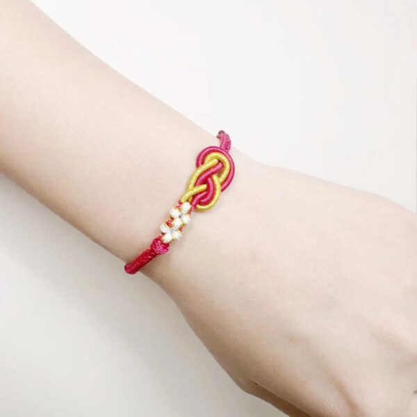 Handcrafted Eight Thread Peace Knot Peach Blossom Knot Luck Connection Bracelet - 图片 6