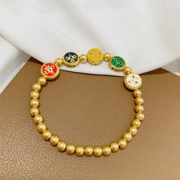 Tibetan Five God Of Wealth Copper Beads Luck Bracelet - 图片 3