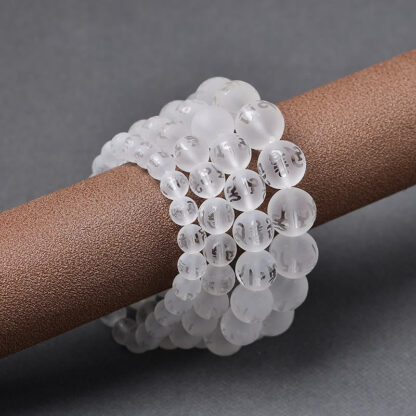 Tibet White Crystal Black Onyx Om Mani Padme Hum Meditation Bracelet - 图片 17