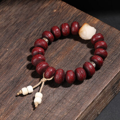 Tibet Bodhi Seed Dzi Bead Dancing Lion Luck Bracelet Wrist Mala - 图片 8