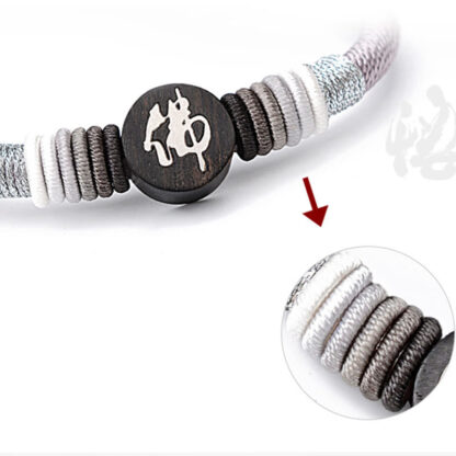 Buddha Stones Buddha Character Ebony Handcrafted Rope Bracelet - 图片 8