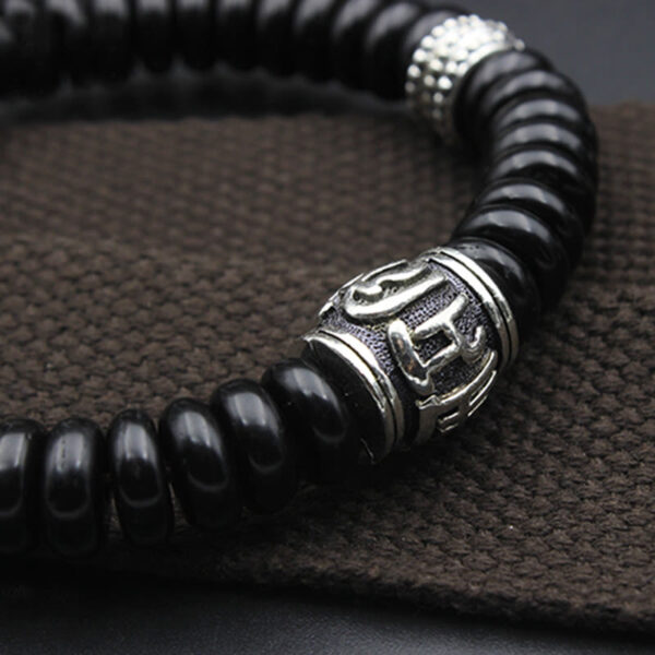 Natural Tibetan Coconut Shell Om Mani Padme Hum Positive Bracelet - 图片 8
