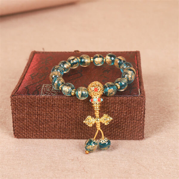 Tibetan Gold Swallowing Beast Family Dorje Vajra Strength Bead Bracelet - 图片 5