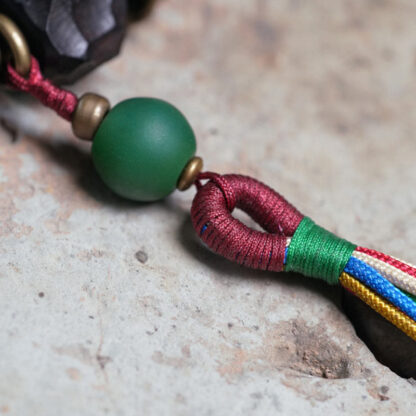 Tibet Ebony Wood Copper Peace Tassel Wrist Mala Bracelet - 图片 8