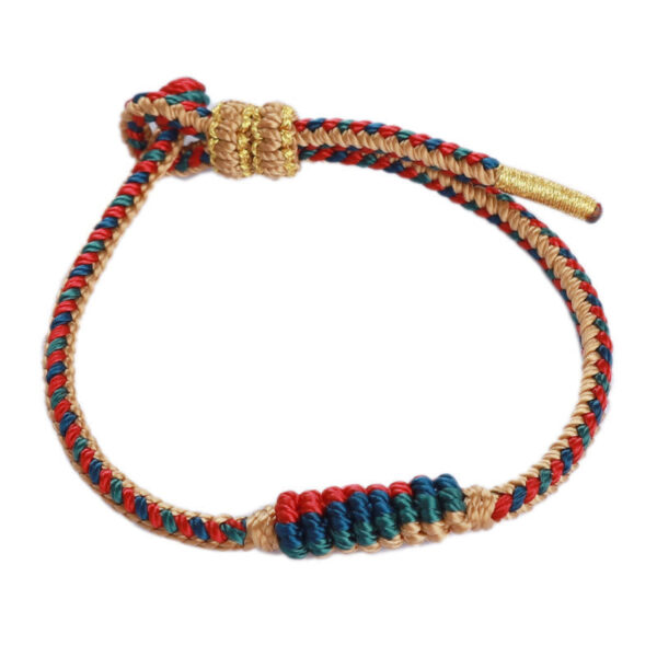 Tibetan Handmade Eight Thread Peace Knot Prayer Wheel Braided Protection Bracelet - 图片 8