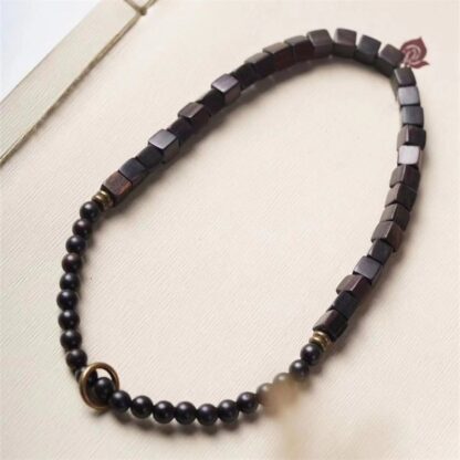 Tibet Ebony Wood Square Beads Peace Double Wrap Bracelet - 图片 4