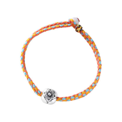 999 Sterling Silver Persimmon Luck Multicolored Braided Bracelet - 图片 16