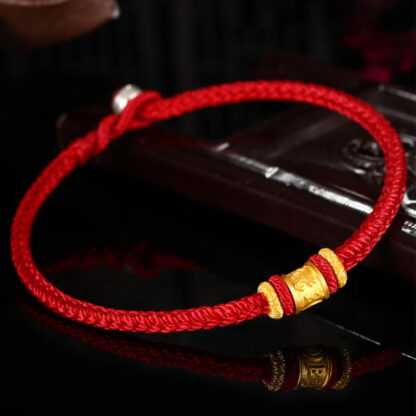 Tibet 999 Gold Om Mani Padme Hum Engraved Protection Lucky Bead Bracelet - 图片 4
