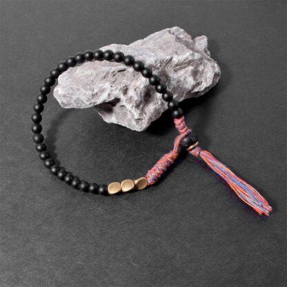 Buddha Stones Handmade Tibetan Black Onyx Tassel Bracelet - 图片 5