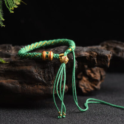 Buddha Stones Tibetan Handmade Luck Prayer Wheel Bead Charm Weave Colorful String Bracelet - 图片 13