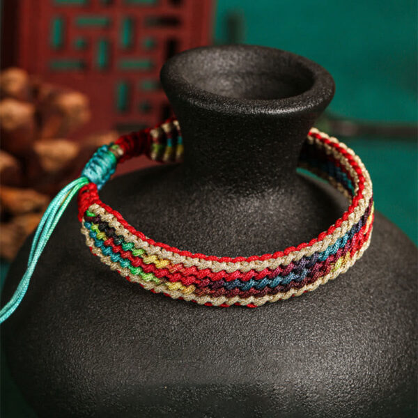Buddha Stones Tibet Handmade Rainbow Multicolored Protection Braided String Bracelet - 图片 9