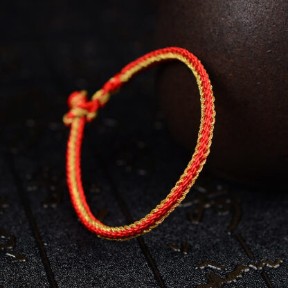 Buddha Stones Two-Color Rope Handcrafted Eight Thread Peace Knot Bracelet - 图片 3