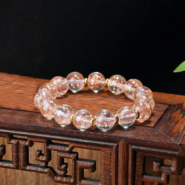 Gold Swallowing Beast Family Charm Luminous Fluorescent Liuli Glass Bead Success Bracelet - 图片 2
