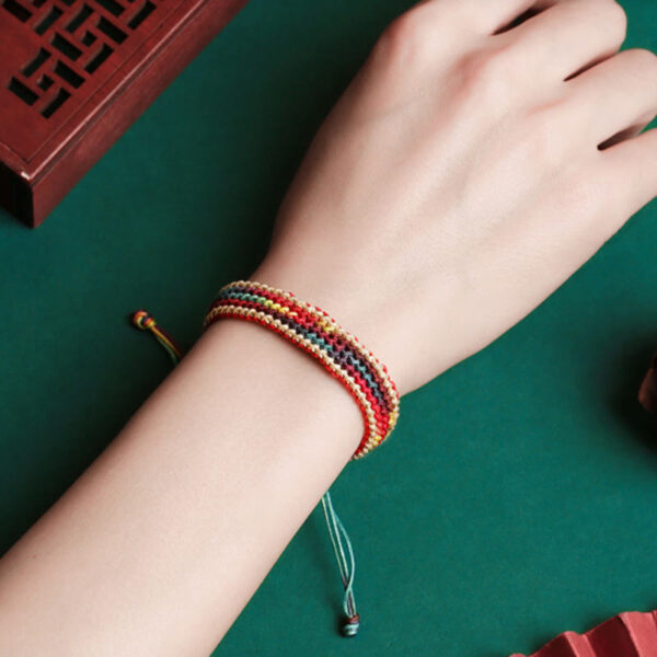 Buddha Stones Tibet Handmade Rainbow Multicolored Protection Braided String Bracelet - 图片 11