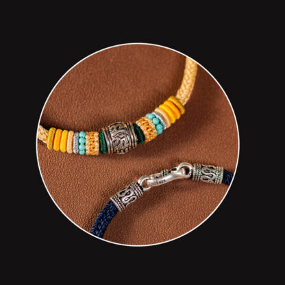 Handmade 925 Sterling Silver Tibetan Om Mani Padme Hum Purity Braided Bracelet - 图片 14