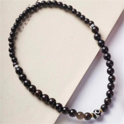 Tibet Ebony Wood Dzi Bead Balance Double Wrap Bracelet - 图片 4