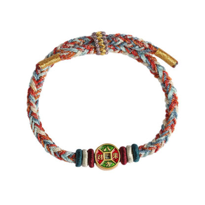 Colorful Rope Wealth Comes From All Directions Handmade Eight Thread Peace Knot Luck Bracelet - 图片 8
