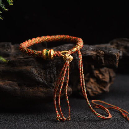 Buddha Stones Tibetan Handmade Luck Prayer Wheel Bead Charm Weave Colorful String Bracelet - 图片 2