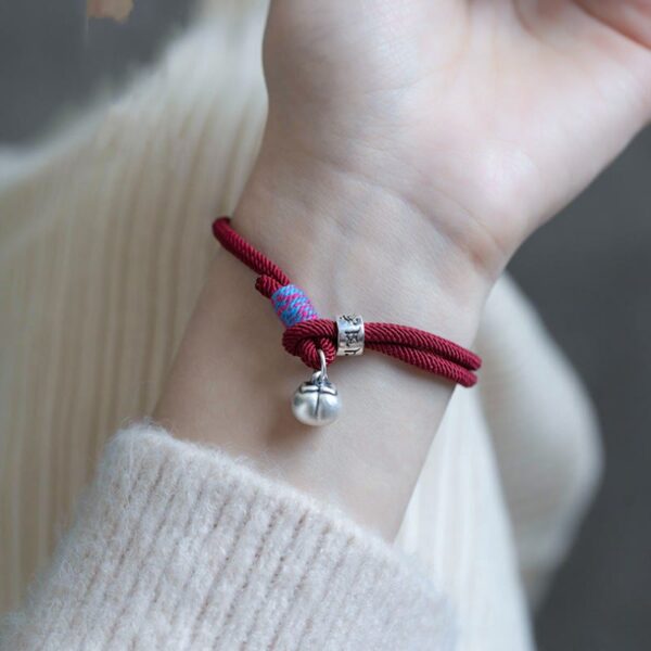 925 Sterling Silver Tibetan Handmade Om Mani Padme Hum Persimmon Charm Luck Protection Braided Bracelet - 图片 7