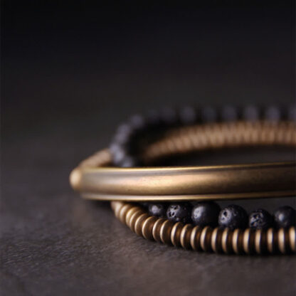 Buddha Stones Vintage Lava Rock Copper Support Bracelet - 图片 11